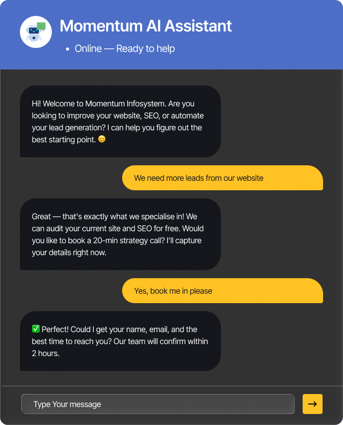 momentum ai asistance chat img